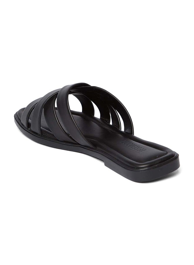 Premoda - Fancy Faux Leather Slip-On Slippers With Peep Toe - Image 1