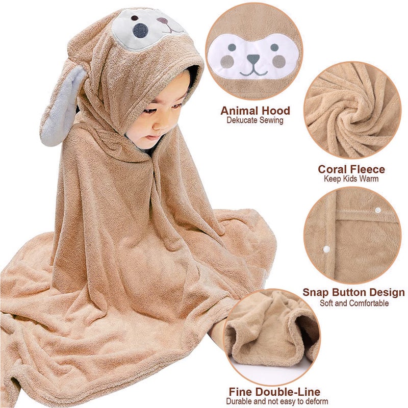 Visen Premium Hooded Towel for Kids,-28Ã—55 INCH Large Size Kids Bath Towel,Ultra Soft Hooded Towel Wrap for Boys Girls, Highly Absorbent Bathrobe Blanket Gifts for Toddlers Shower (Brown) - Image 3