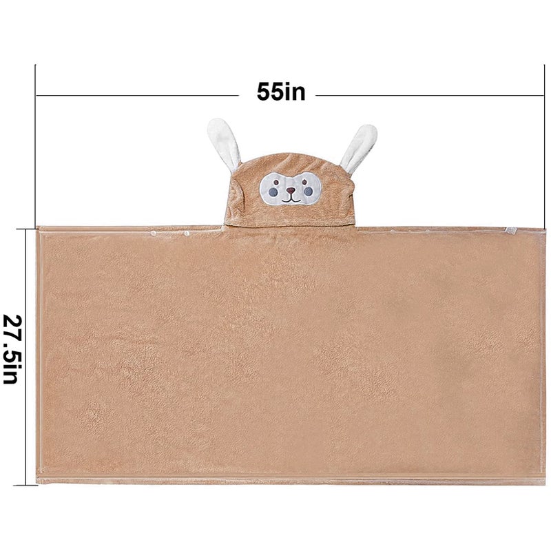 Visen Premium Hooded Towel for Kids,-28Ã—55 INCH Large Size Kids Bath Towel,Ultra Soft Hooded Towel Wrap for Boys Girls, Highly Absorbent Bathrobe Blanket Gifts for Toddlers Shower (Brown) - Image 2
