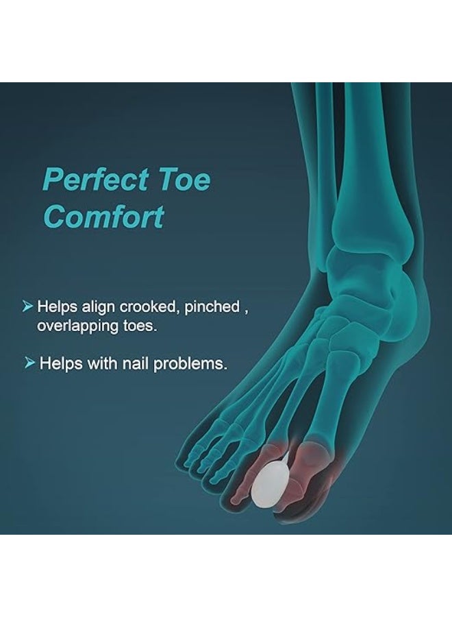 تاينور فاصل أصابع القدم من تاينور، مصنوع من السيليكون، لون أبيض، مقاس صغير، زوج واحد. - Image 2