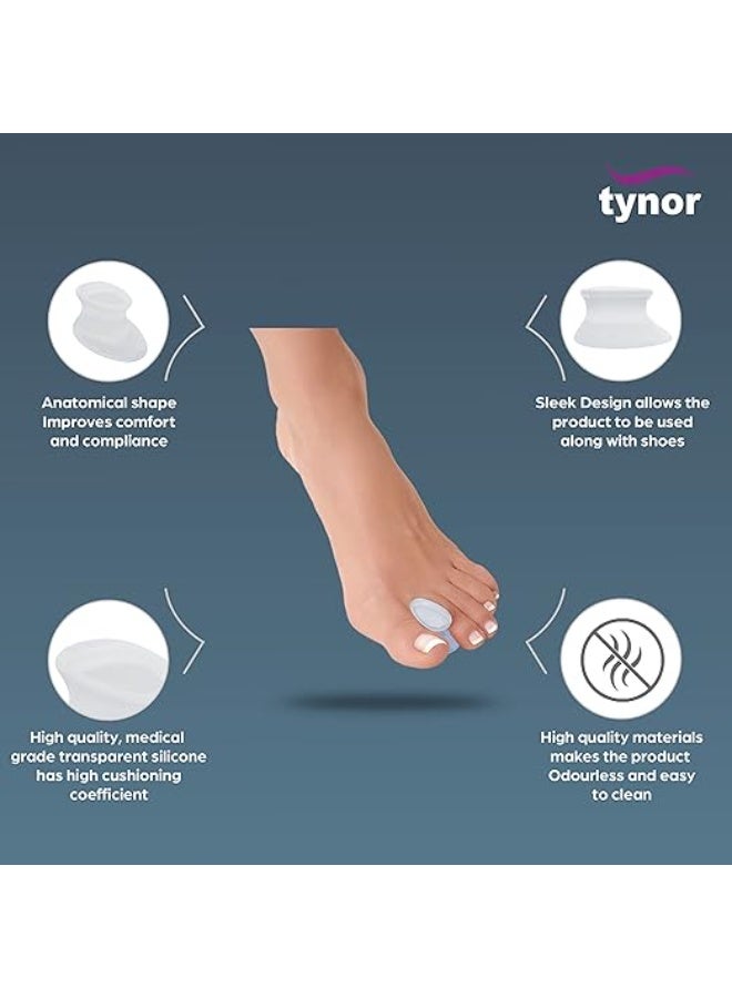 تاينور فاصل أصابع القدم من تاينور، مصنوع من السيليكون، لون أبيض، مقاس صغير، زوج واحد. - Image 3