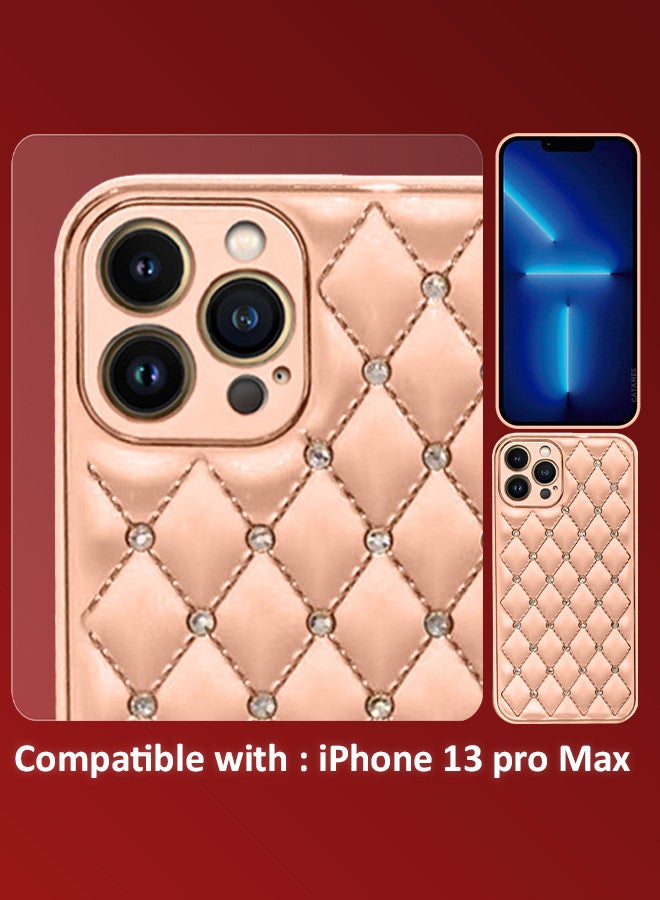 CATANES iPhone 13 Pro Max Luxury Diamond Bling Rhinestone Case Cover Shockproof Camera Lens Protection Pink - Image 3