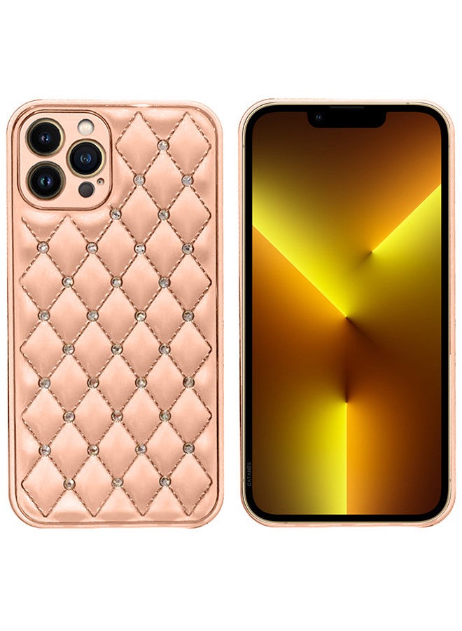 CATANES iPhone 13 Pro Max Luxury Diamond Bling Rhinestone Case Cover Shockproof Camera Lens Protection Pink - Image 2