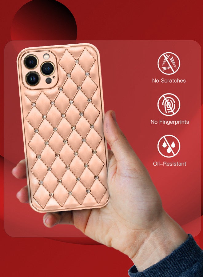 CATANES iPhone 13 Pro Max Luxury Diamond Bling Rhinestone Case Cover Shockproof Camera Lens Protection Pink - Image 4
