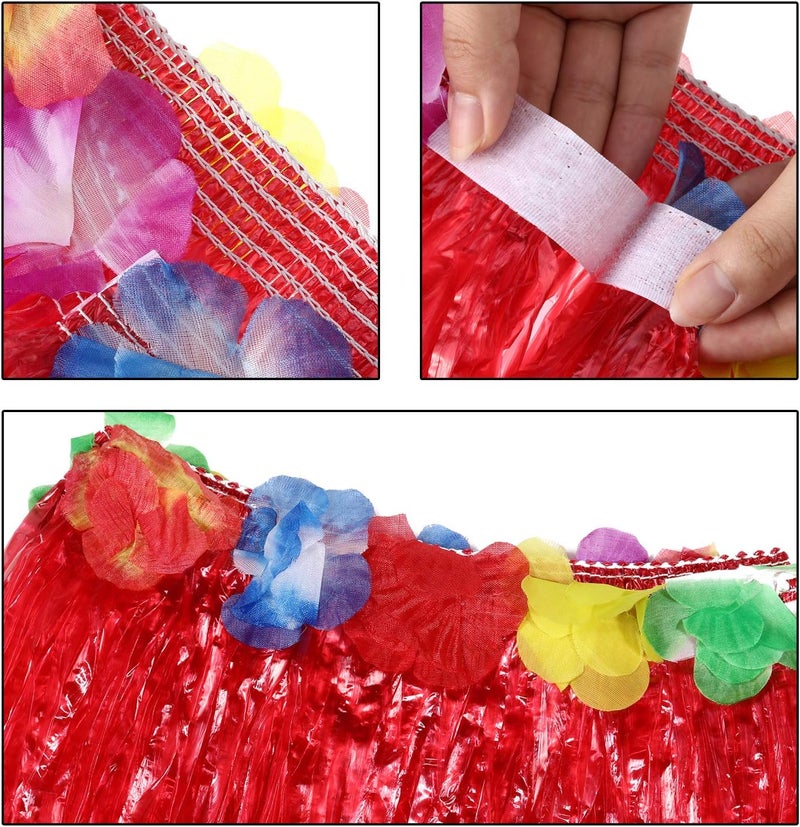 Shappy 12 Pieces Hawaiian Luau Hibiscus Green Silk Faux Flowers Hula Grass Skirt for Costume Party Birthdays CelebrationMuti - Image 5