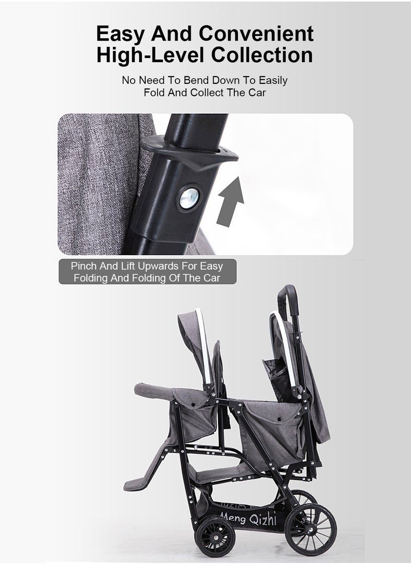 MaBaby Multifunctional Twin Strollers, Lightweight Travel Stroller, Easy To Fold, Twin Double Strollers From Birth To 24 Months  - Image 5