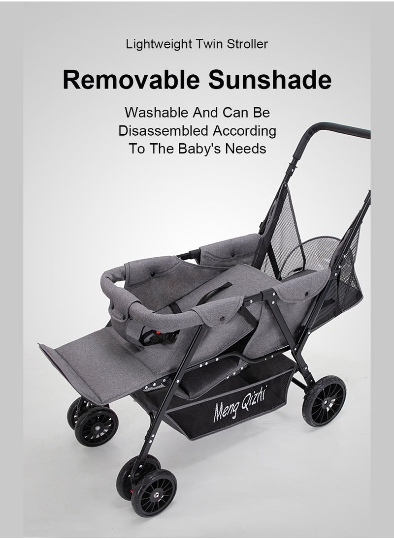 MaBaby Multifunctional Twin Strollers, Lightweight Travel Stroller, Easy To Fold, Twin Double Strollers From Birth To 24 Months  - Image 4