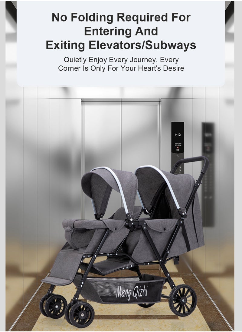 MaBaby Multifunctional Twin Strollers, Lightweight Travel Stroller, Easy To Fold, Twin Double Strollers From Birth To 24 Months  - Image 2