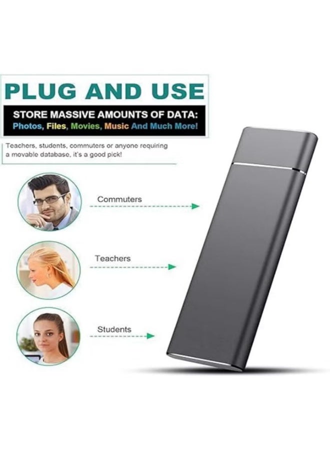 قرص صلب خارجي بسعة 64 جيجابايت، فائق النحافة، محمول، مقاوم للصدمات والسقوط، مزود بمنفذ USB 3.1، متوافق مع أجهزة الكمبيوتر المكتبية والمحمولة، قرص صلب خارجي (أسود) - Image 3