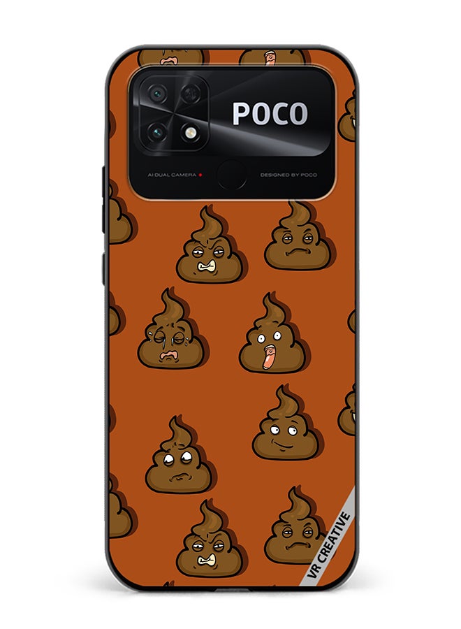 VR CREATIVE Protective Case Cover For Xiaomi Poco C40 Brown Shit Emoticons Design Multicolour - Image 1