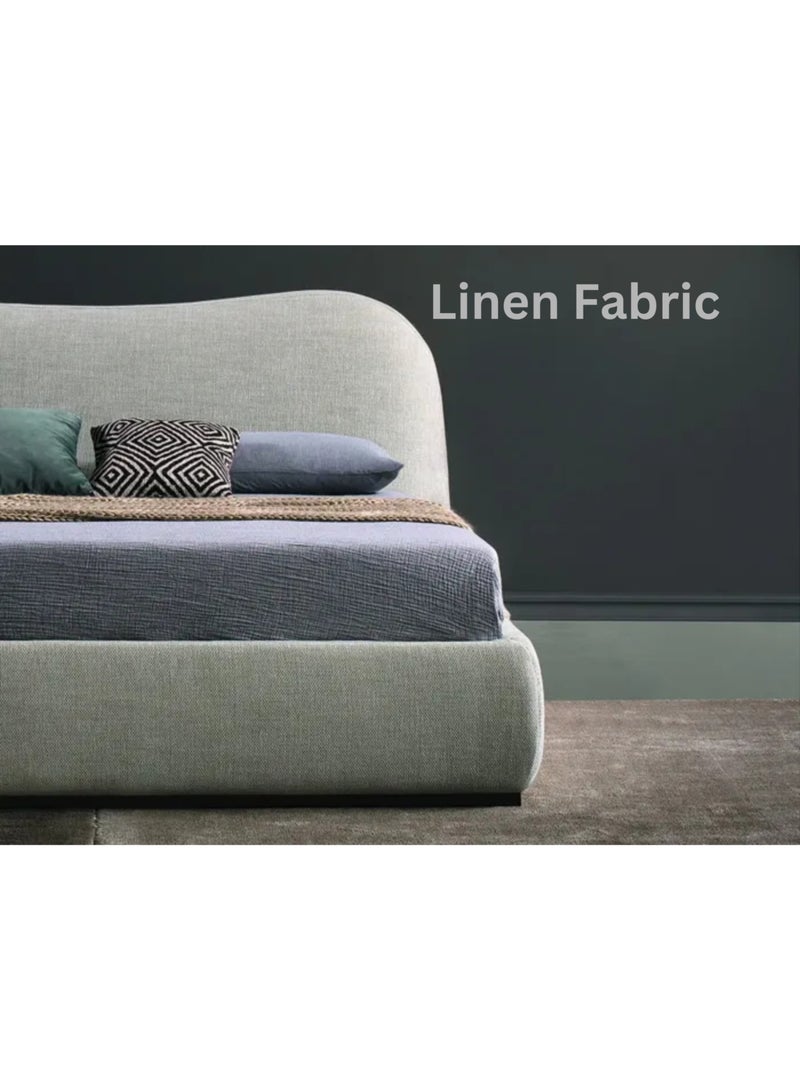 Karnak Moana-2 Light Luxury Modern Bed Frame – Tandy Linen Fabric for Bedroom Beige Super King Size 200x200Cm - Image 3