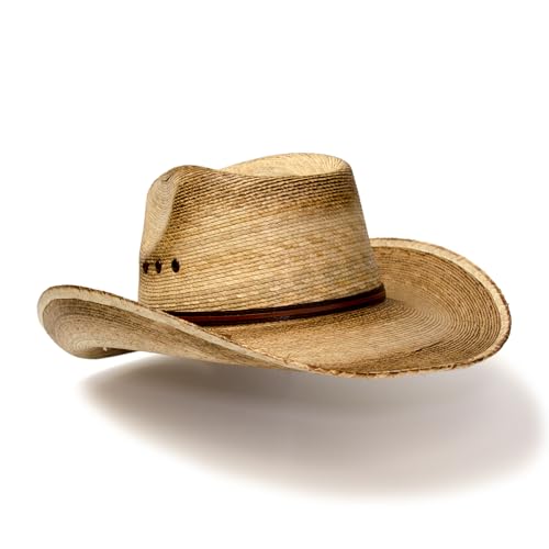 Western Express Palm Straw Cowboy Hat - Pinch Front Style with Distressed & Burnt Finish | Cowboy Hats for Men and Women (US, Alpha, Small, Classic Brown) - Image 3