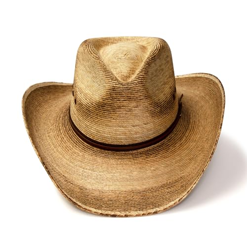 Western Express Palm Straw Cowboy Hat - Pinch Front Style with Distressed & Burnt Finish | Cowboy Hats for Men and Women (US, Alpha, Small, Classic Brown) - Image 4