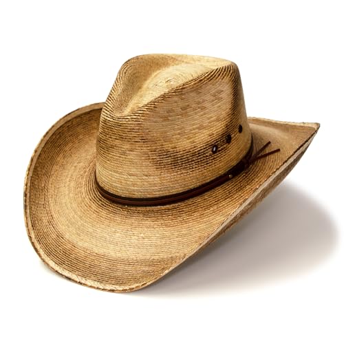Western Express Palm Straw Cowboy Hat - Pinch Front Style with Distressed & Burnt Finish | Cowboy Hats for Men and Women (US, Alpha, Small, Classic Brown) - Image 1