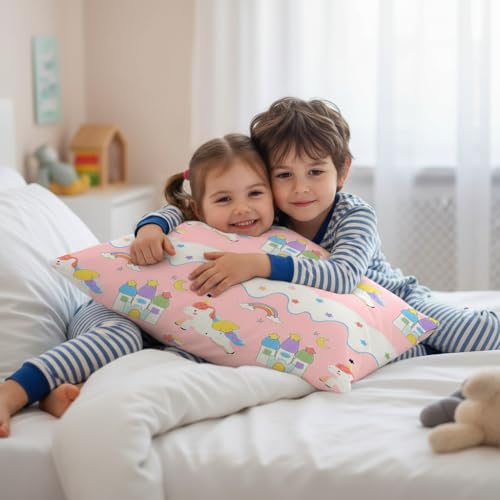Filymore Kids Star Unicorn Printed Pillow Covers for Kids Room | Made with Pure Microfiber Soft & Skin Friendly Pillow Cases | Size (17 x 27 inch, Peach and White) Set of 2 Covers. - Image 5