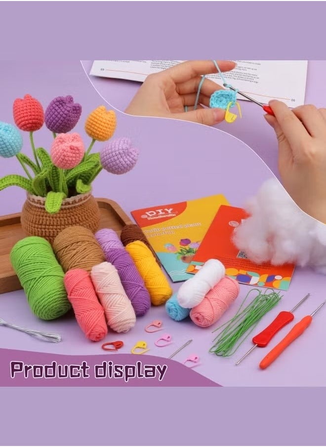RATSAW - Crochet Kit for Beginners Crochet Set for Adults Crocheting Knitting Kit Flower Crochet Kit Includes All Crochet Accessories and Step by Step Video Tutorials Tulip Multicolor - Image 1