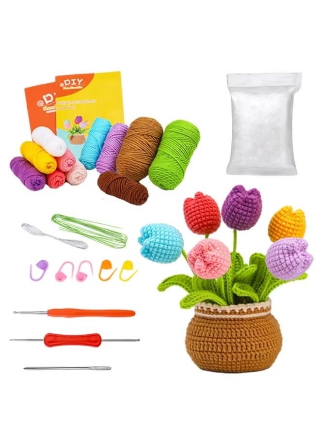 RATSAW - Crochet Kit for Beginners Crochet Set for Adults Crocheting Knitting Kit Flower Crochet Kit Includes All Crochet Accessories and Step by Step Video Tutorials Tulip Multicolor - Image 1