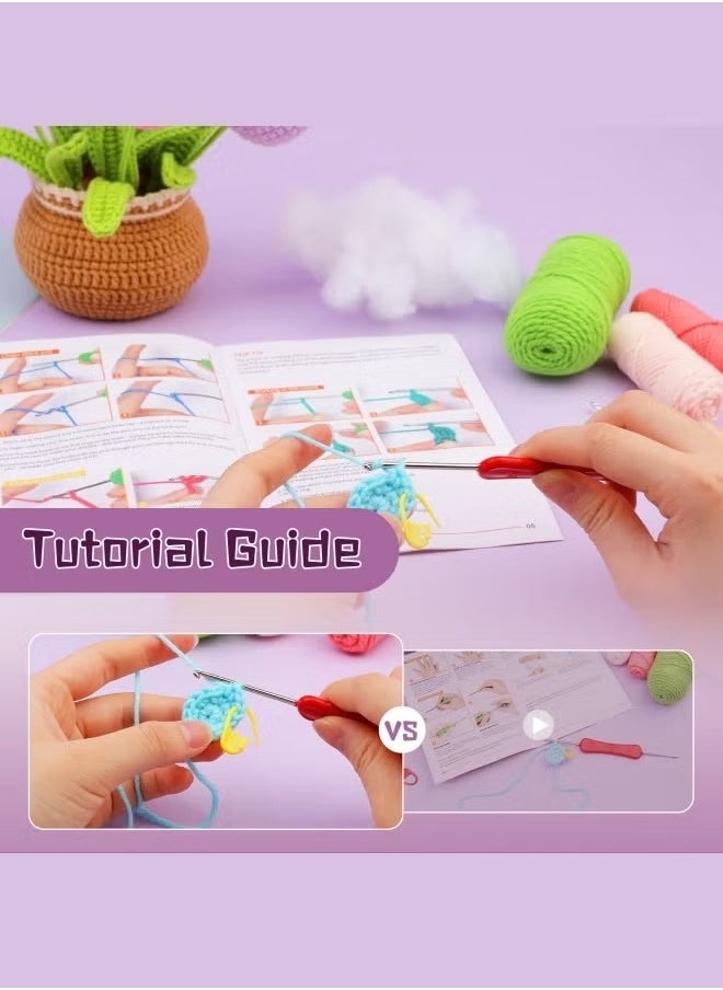 RATSAW - Crochet Kit for Beginners Crochet Set for Adults Crocheting Knitting Kit Flower Crochet Kit Includes All Crochet Accessories and Step by Step Video Tutorials Tulip Multicolor - Image 1