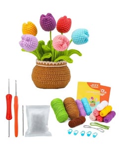 Crochet Kit for Beginners Crochet Set for Adults Crocheting Knitting Kit Flower Crochet Kit Includes All Crochet Accessories and Step by Step Video Tutorials Tulip Multicolor