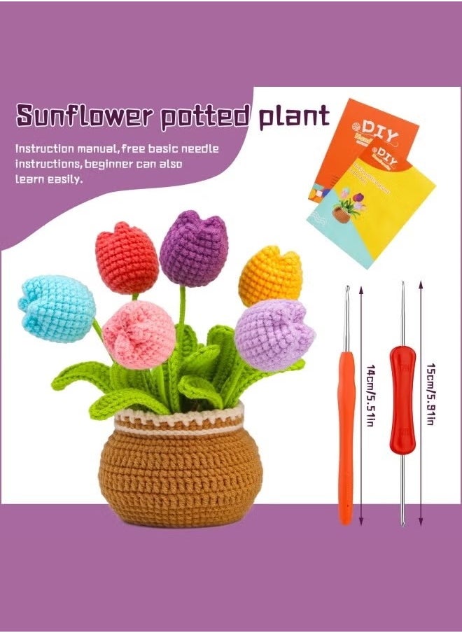 RATSAW - Crochet Kit for Beginners Crochet Set for Adults Crocheting Knitting Kit Flower Crochet Kit Includes All Crochet Accessories and Step by Step Video Tutorials Tulip Multicolor - Image 1