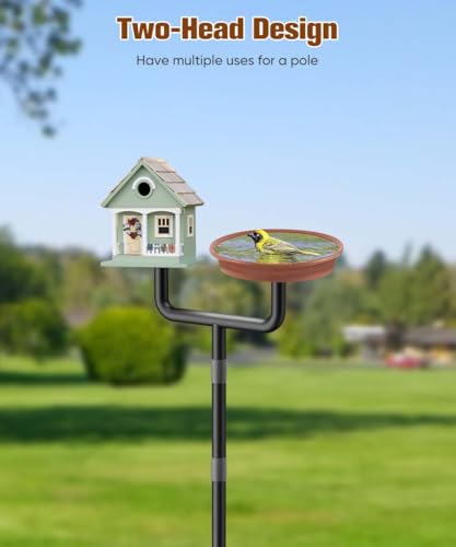 Sungaryard 2 Holders Upgrade Bird House Pole with 90inch for Outdoor Bird Feeder Bath Heavy Duty Adjustable Birdhouse Stand with 4 Plates 5 Prong Base for Garden YardNO Birdhouse Birdbath - Image 3