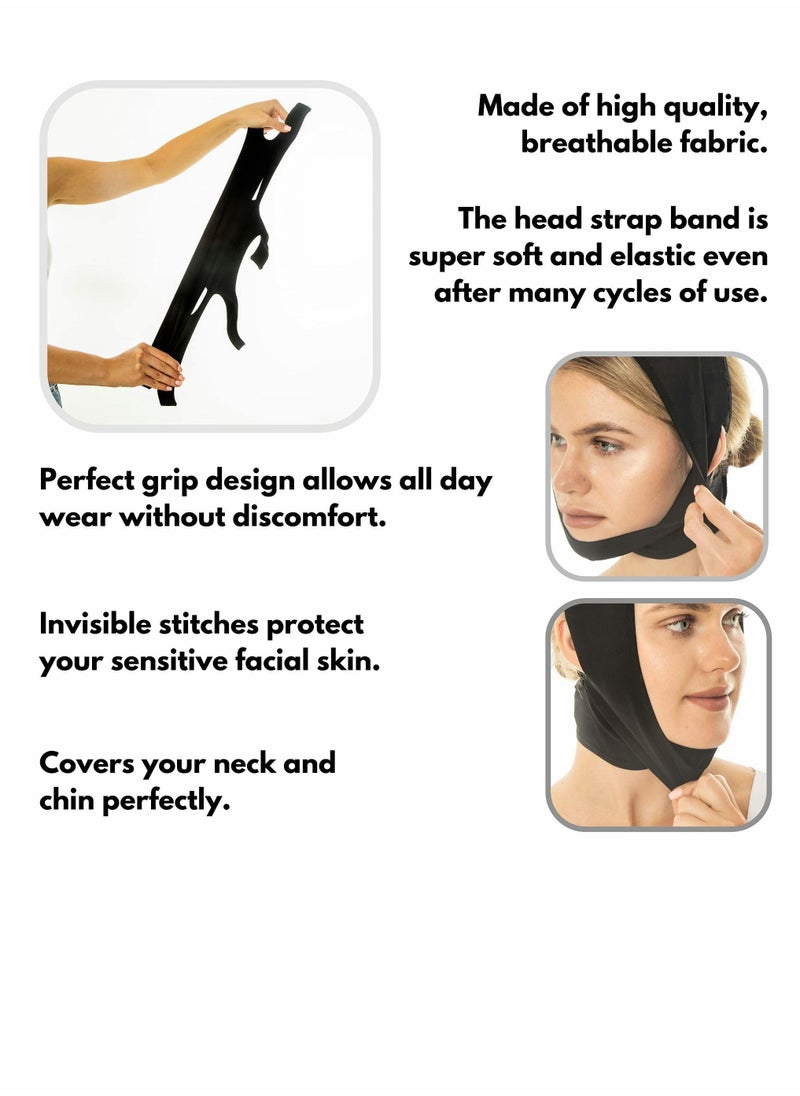 NIBEMINENT - Post Surgery Neck and Chin Compression Garment Wrap Bandage, Face Slimmer, Jowl Tightening, Coverage, Lifting Strap, Tightening for Women (L) - Image 1