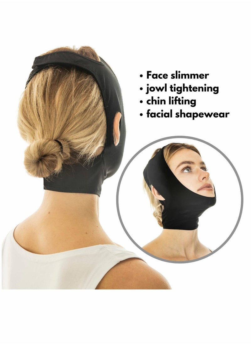 NIBEMINENT - Post Surgery Neck and Chin Compression Garment Wrap Bandage, Face Slimmer, Jowl Tightening, Coverage, Lifting Strap, Tightening for Women (L) - Image 1