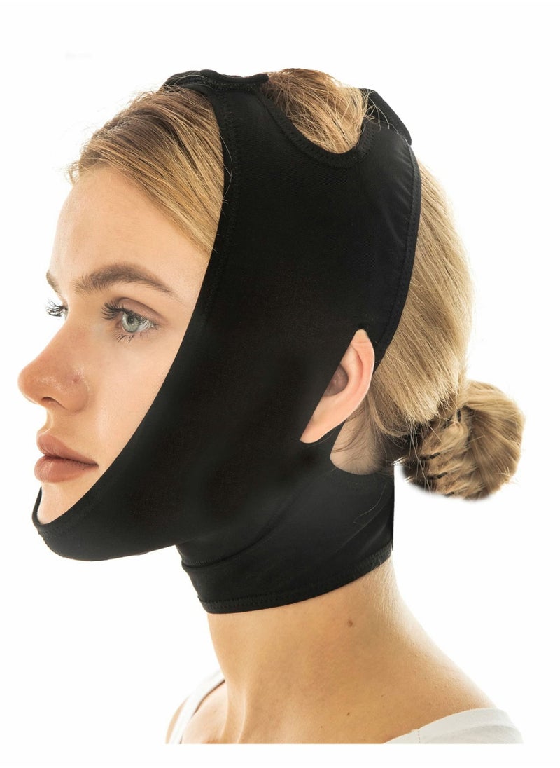 NIBEMINENT - Post Surgery Neck and Chin Compression Garment Wrap Bandage, Face Slimmer, Jowl Tightening, Coverage, Lifting Strap, Tightening for Women (L) - Image 1