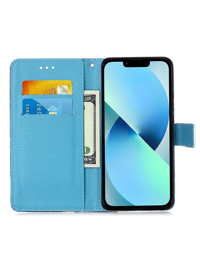 S-TOP Case For iPhone 15 Colored Drawing Pattern Plain Weave Leather Phone Case - Image 4