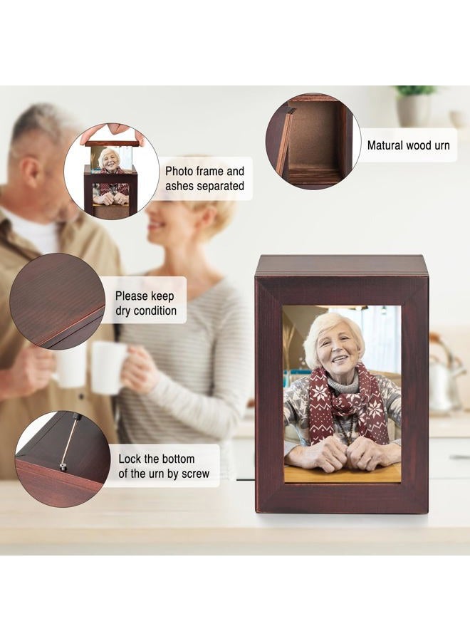 SOITIS Small Wooden Urn for Human Ashes - Decorative Keepsake Box with Photo Frame, Brown Mini Memorial Keepsake for Ashes, Cremation Small Urn for Women Men - Image 5