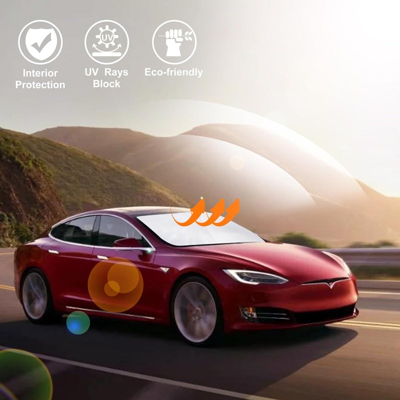 إل إتش إف لايف واقي شمس الزجاج الأمامي مخصص لسيارة Tesla Model S موديلات 2012-2024، ملحقات (مناسب لـ Long Range/LR Model)، واقي شمس قابل للطي، حاجب الشمس، واقي - Image 5