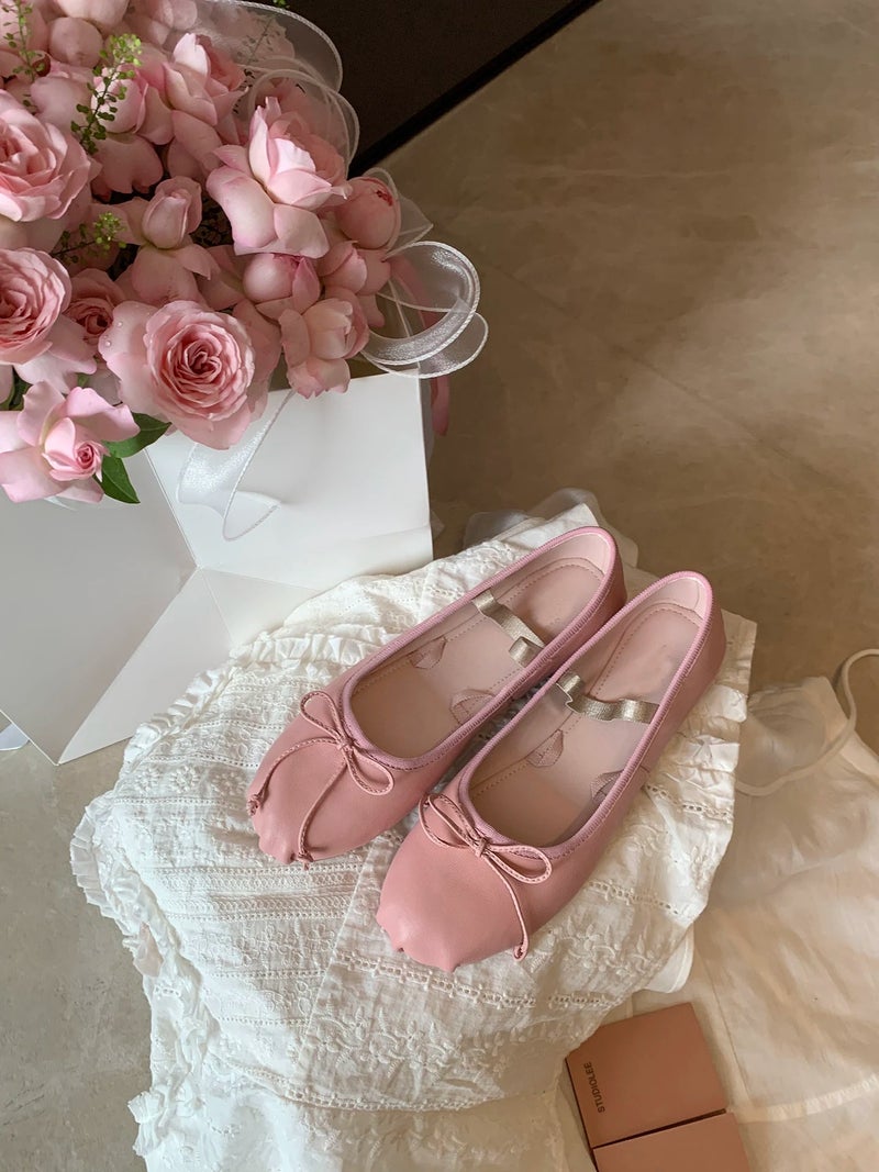 Invisible Height Increase Ballet Flats 2026 New Style Round Toe Bow Elastic Mary Jane Shoes