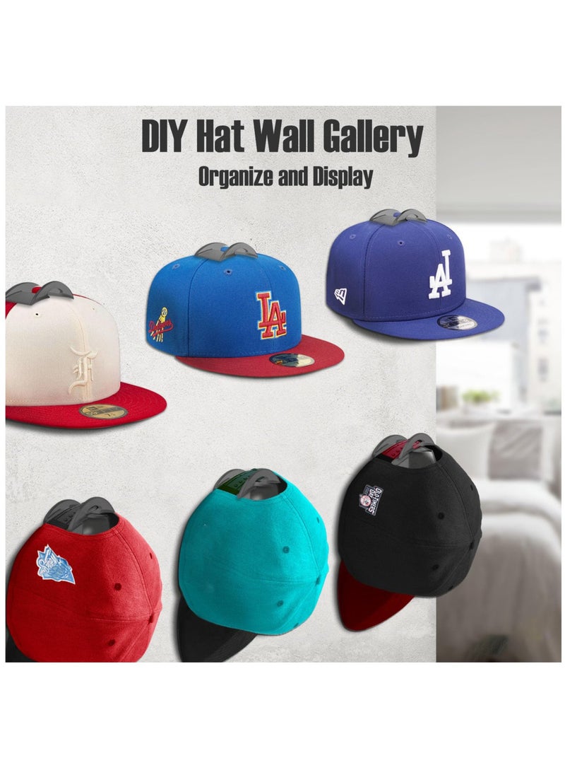 Excefore Adhesive Hat Hooks for Wall (10 Pack), 2 Different Ways Hat Racks to Organize & Display Baseball Caps, No Drilling Hat Wall Hanger, Hat Organizer Rack for Men, Translucent Black  - Image 4