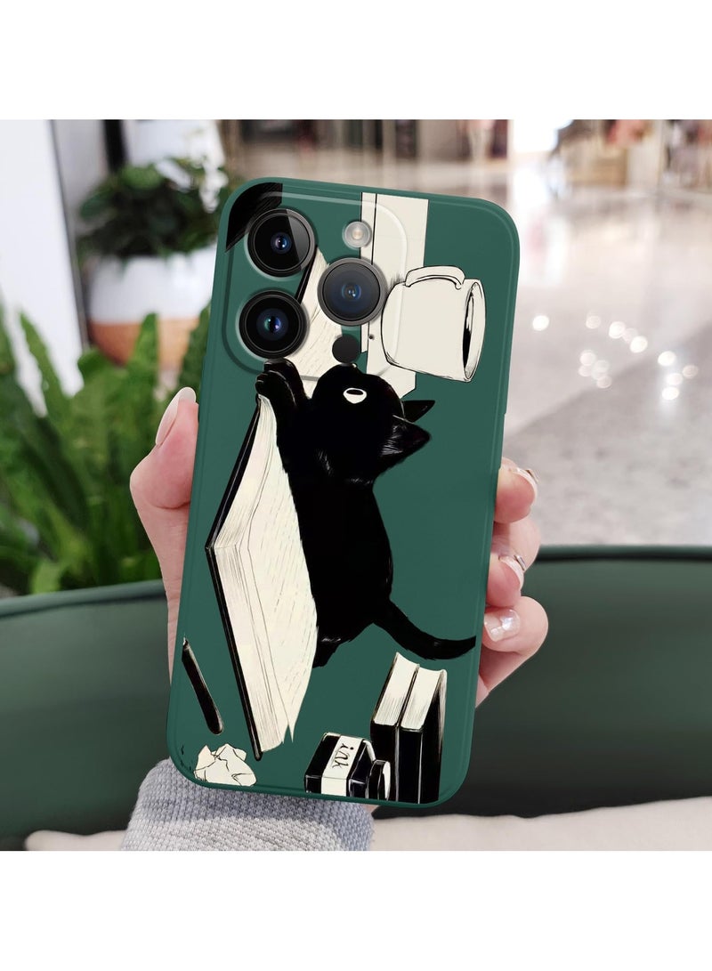 for iPhone 16 Pro Case Anti Scratch Microfiber Lining Phone Cover Silicone Ultra Slim Case for iPhone 16 Pro 6.3 inch-Cat Green - Image 4