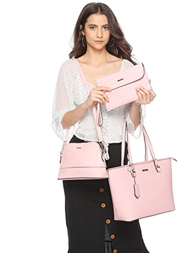 Lovematch Women Fashion Synthetic Leather Handbags Tote Bag Shoulder Bag Top Handle Satchel Purse Set 4pcs - Image 3