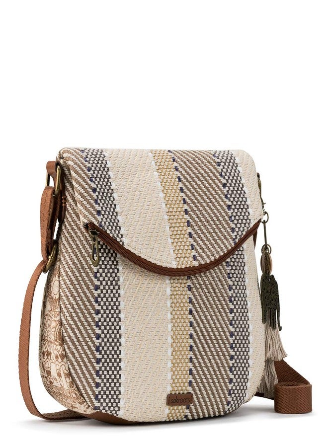 Sakroots Foldover Crossbody in Woven Fabric with Adjustable Strap, Tobacco Batik Woven - Image 4