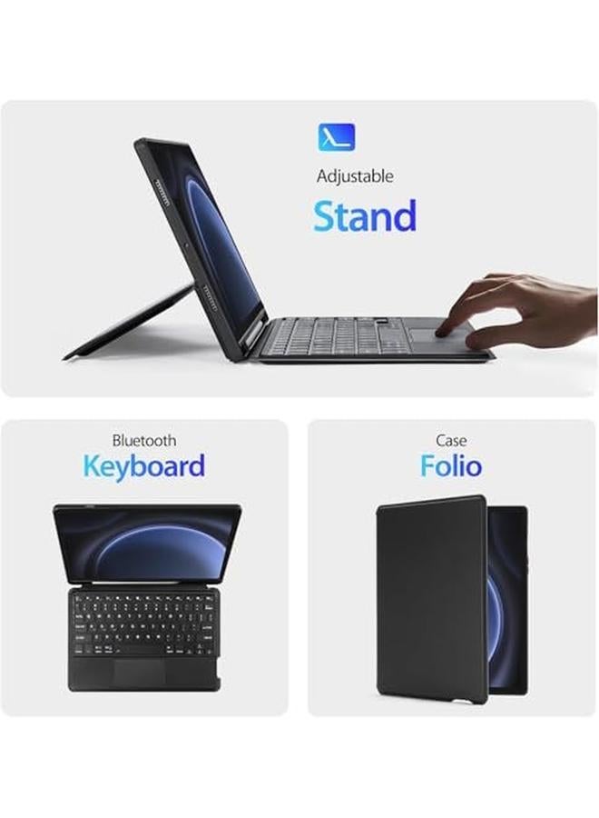 erorex Arabic And English Case For Samsung Galaxy Tab S9 Samsung Galaxy Tab S9 Fe Plus 2023 Compatible Keyboard Detachable Touchpad Keyboard Case With Pencil Holder For Tab S9 Fe Plus - Image 5