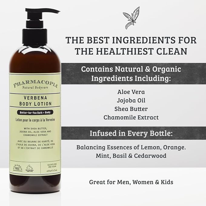 Pharmacopia Verbena Body Lotion  Moisturizing Aromatherapy Body Cream with Natural & Organic Ingredients  Vegan, Cruelty Free, Aromatic Body Moisturizer, 16oz - Image 3