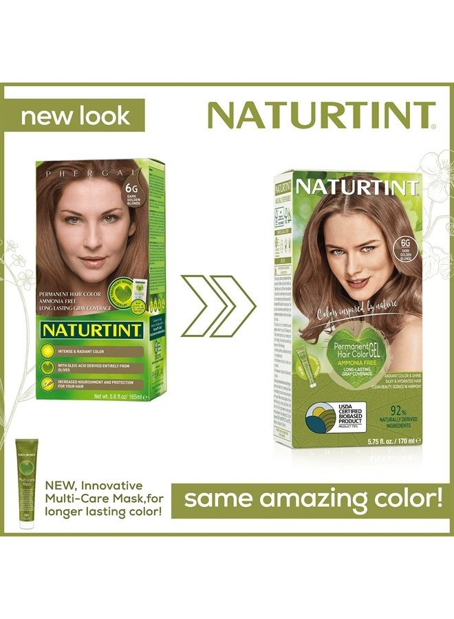 NATURTINT صبغة شعر دائمة 6G بلون أشقر ذهبي داكن (عبوة من 6) ، خالية من الأمونيا ، نباتية ، خالية من القسوة ، تغطية تصل إلى 100% للشيب ، نتائج تدوم طويلاً - Image 3