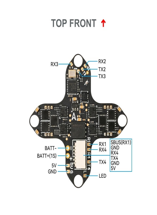 BETAFPV وحدة تحكم الطيران BETAFPV Matrix 1S G4 3IN1 HD بدون فرش، مزودة بجهاز استقبال ELRS تسلسلي مدمج مع 5V 3A BEC، 12A ESC، 16MB Blackbox، موصل SH1.0-6Pin لوحدة O4 الهوائية لتجميع 1S HD Whoops مثل Meteor65/75 Pro - Image 4