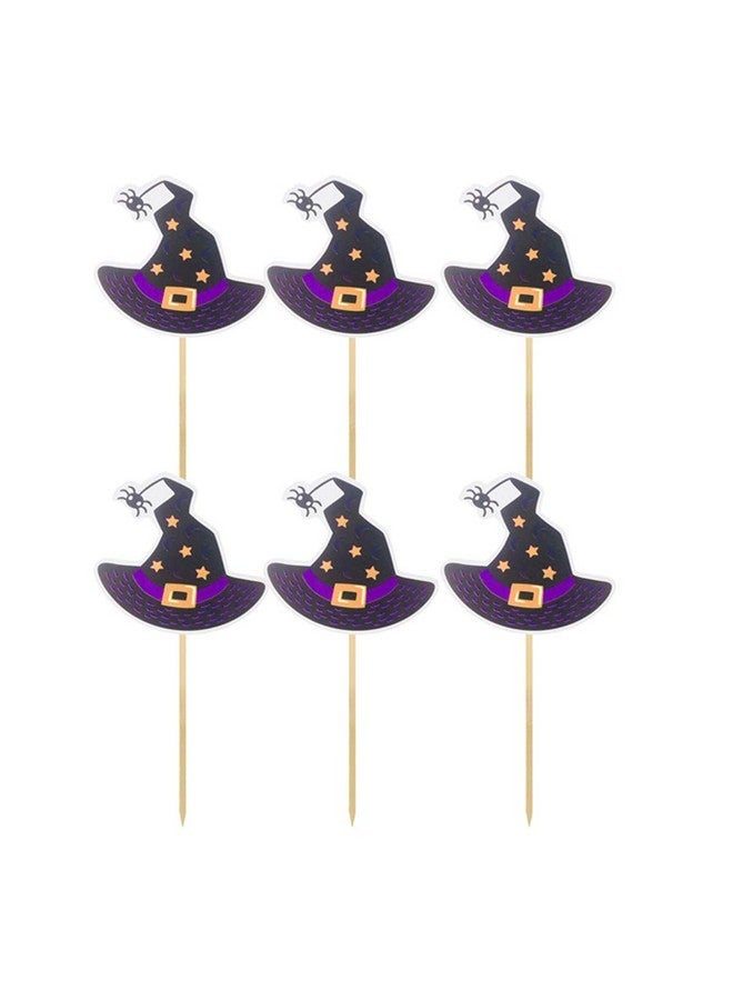 Amosfun 12Pcs Witch Hat Cake Toppers Funny Picks Paper Cupcake Decor Party Supplies For Halloween Party Favors Festival - Image 1