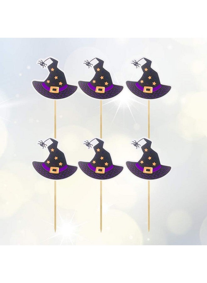 Amosfun 12Pcs Witch Hat Cake Toppers Funny Picks Paper Cupcake Decor Party Supplies For Halloween Party Favors Festival - Image 4