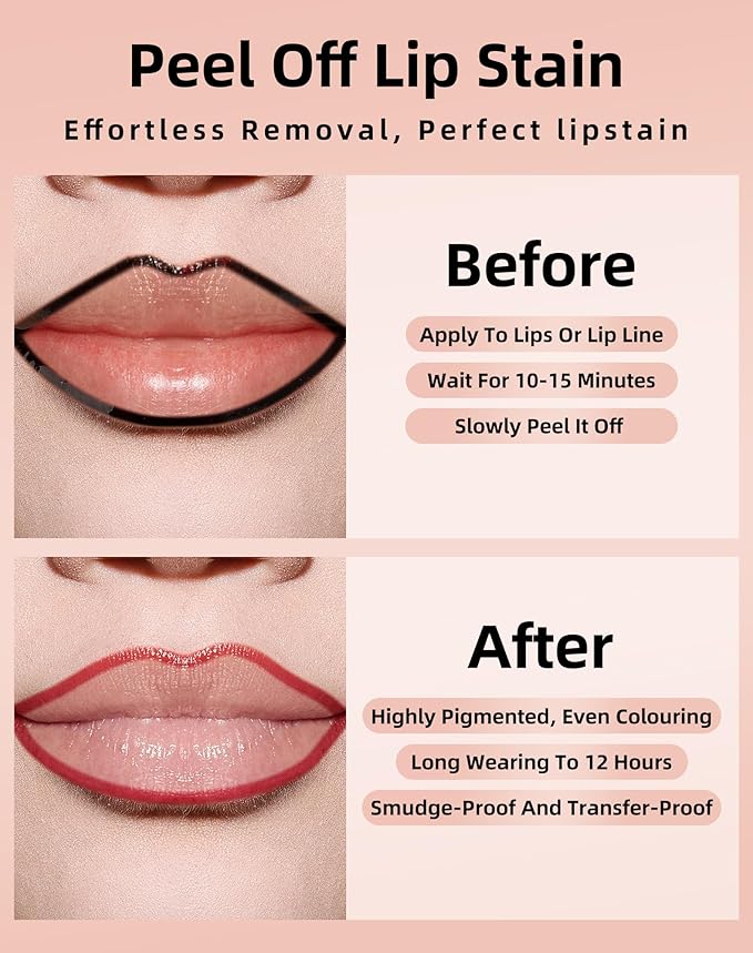 KIMUSE Peel Off Lip Liner Stain Lip Tint Stain Peel Off Long Lasting Waterproof Liptint Peel Off Highly Pigmented Color Matte Finish Lipstick Lipstain - Image 2