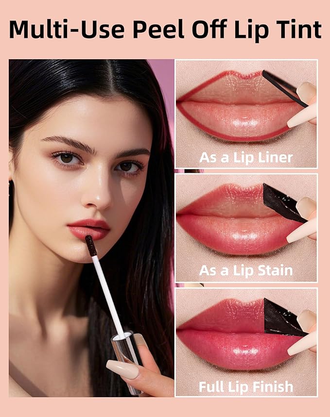 KIMUSE Peel Off Lip Liner Stain Lip Tint Stain Peel Off Long Lasting Waterproof Liptint Peel Off Highly Pigmented Color Matte Finish Lipstick Lipstain - Image 4