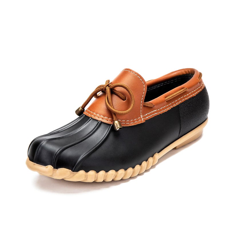 DKSUKO Women's Waterpoof Loafer Shoes Slip On Flat Duck Shoes (8 B(M) US, Black No Fur) - Image 4