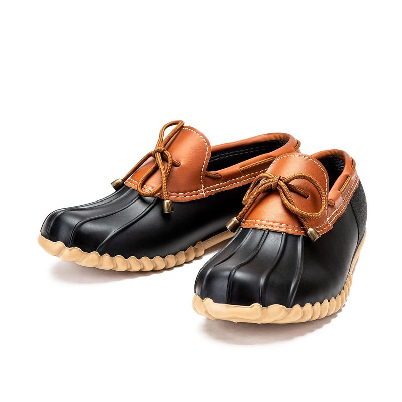 DKSUKO Women's Waterpoof Loafer Shoes Slip On Flat Duck Shoes (8 B(M) US, Black No Fur) - Image 1