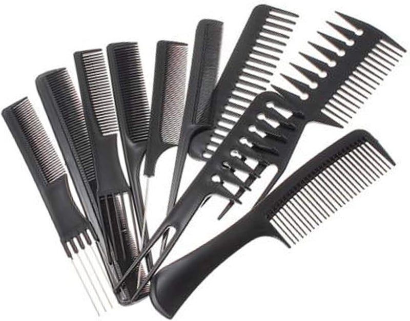 VREENY Professional Multipurpose 10 Pcs Hair Comb Set Hair brush for Hair Cutting and Styling (BLACK) - Image 3