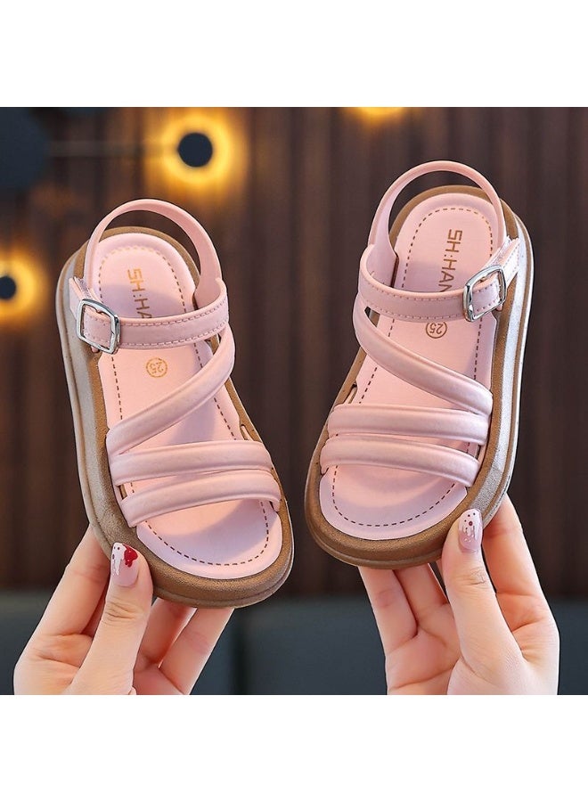NIBEMINENT Elegant Baby Girls Sandals Summer  Casual Children Sandals Girls Flat Shoes Fashion Casual Non Slip Kids Student Beach Shoes  - Image 1