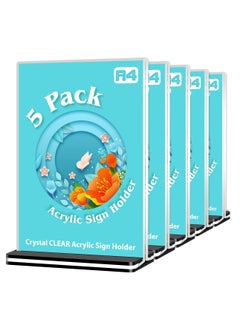 Excefore Acrylic Sign Holder A4 Poster Menu Holder Double Sided Display Stands for Restaurant, Hotel, Promotions, Photo, Documents & More (A4 5 Pack)  - Image 1