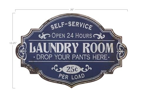Creative Co-Op Vintage Metal Laundry Room Wall Sign with Distressed Finish - Image 2